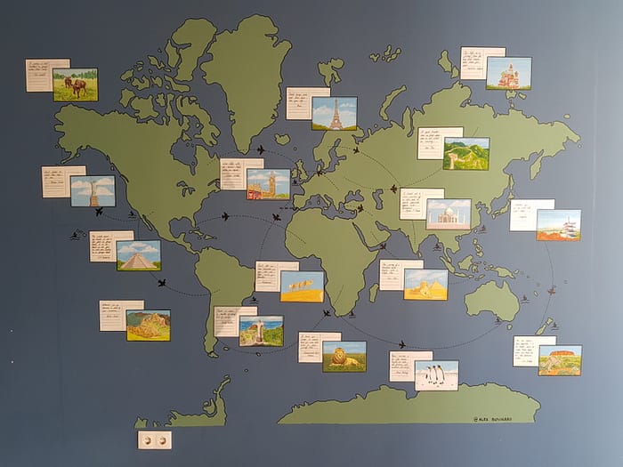 World map in the hostel