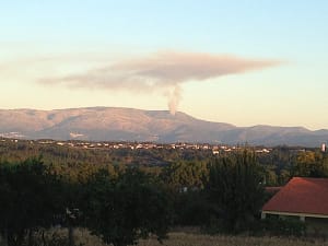 Smoke coming from a forest fire on the Serra da Estrela