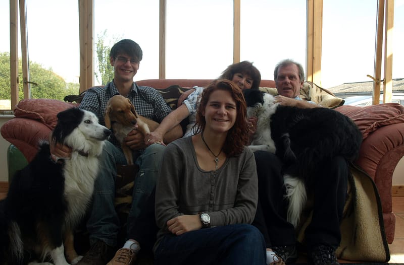 photo of the family and the dogs